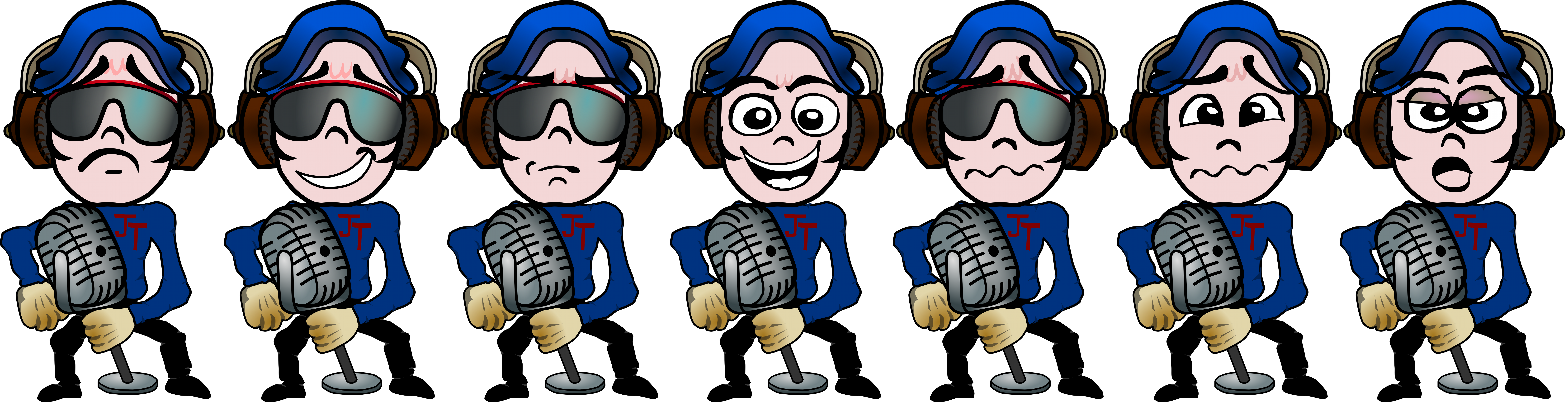 Shirt and Microphone Illustration: various expressions - The Justin Thomas Show 