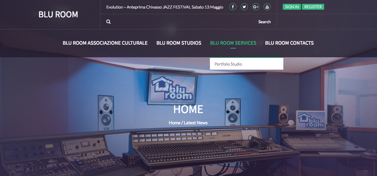 BluRoom.it website design and Social Network managing