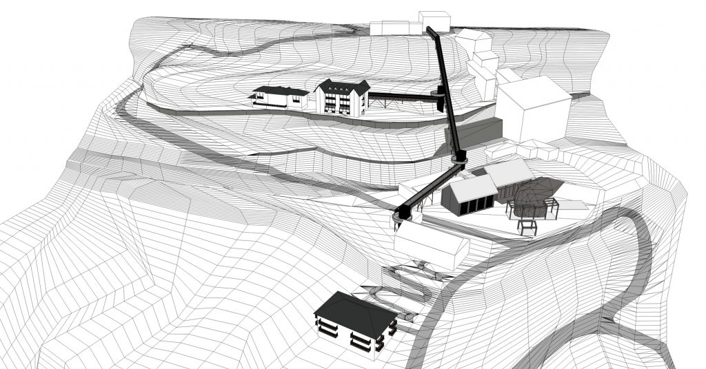 Cogne architecture project illustrated view, 3d curves