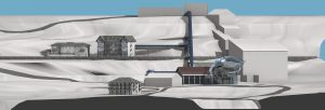 Cogne architecture project cross section view