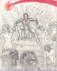 Euron Greyjoy king seated on the Iron Throne