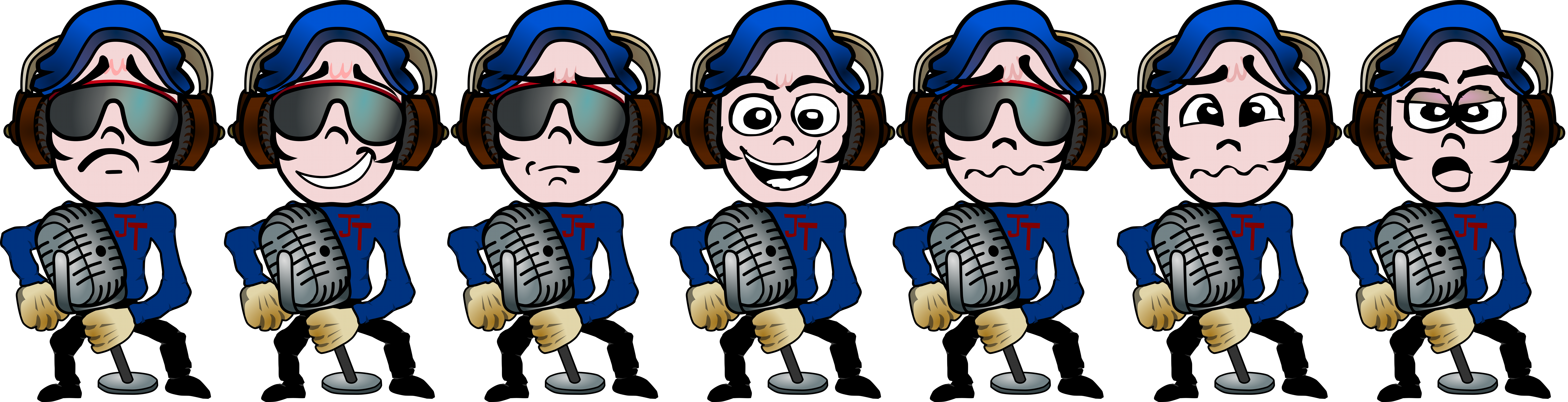 Shirt and Microphone Illustration: various expressions - The Justin Thomas Show