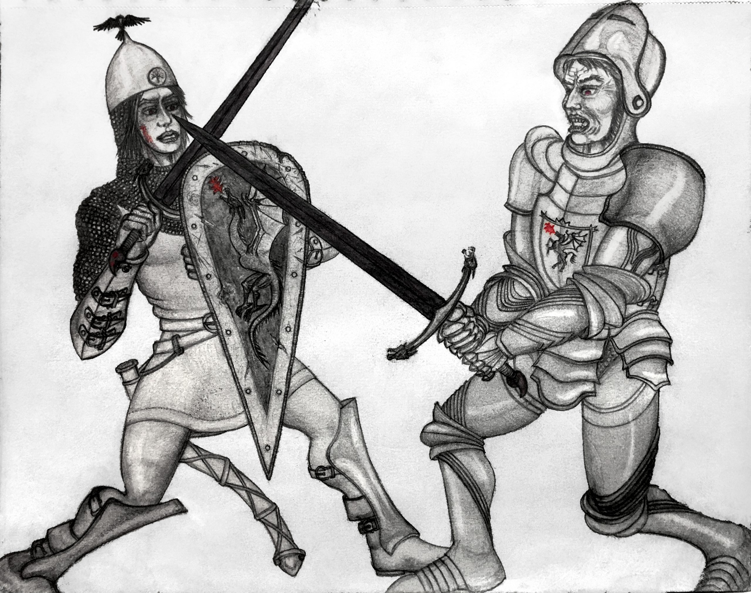 Bloodraven and Bittersteel duel at the Redgrass Field; from 'The World of Ice and Fire', 'The Targaryen Kings: Daeron II' chapter