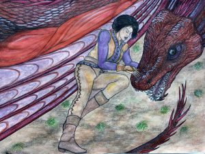 Princess Rhaenys Targaryen and the dragon Meleys