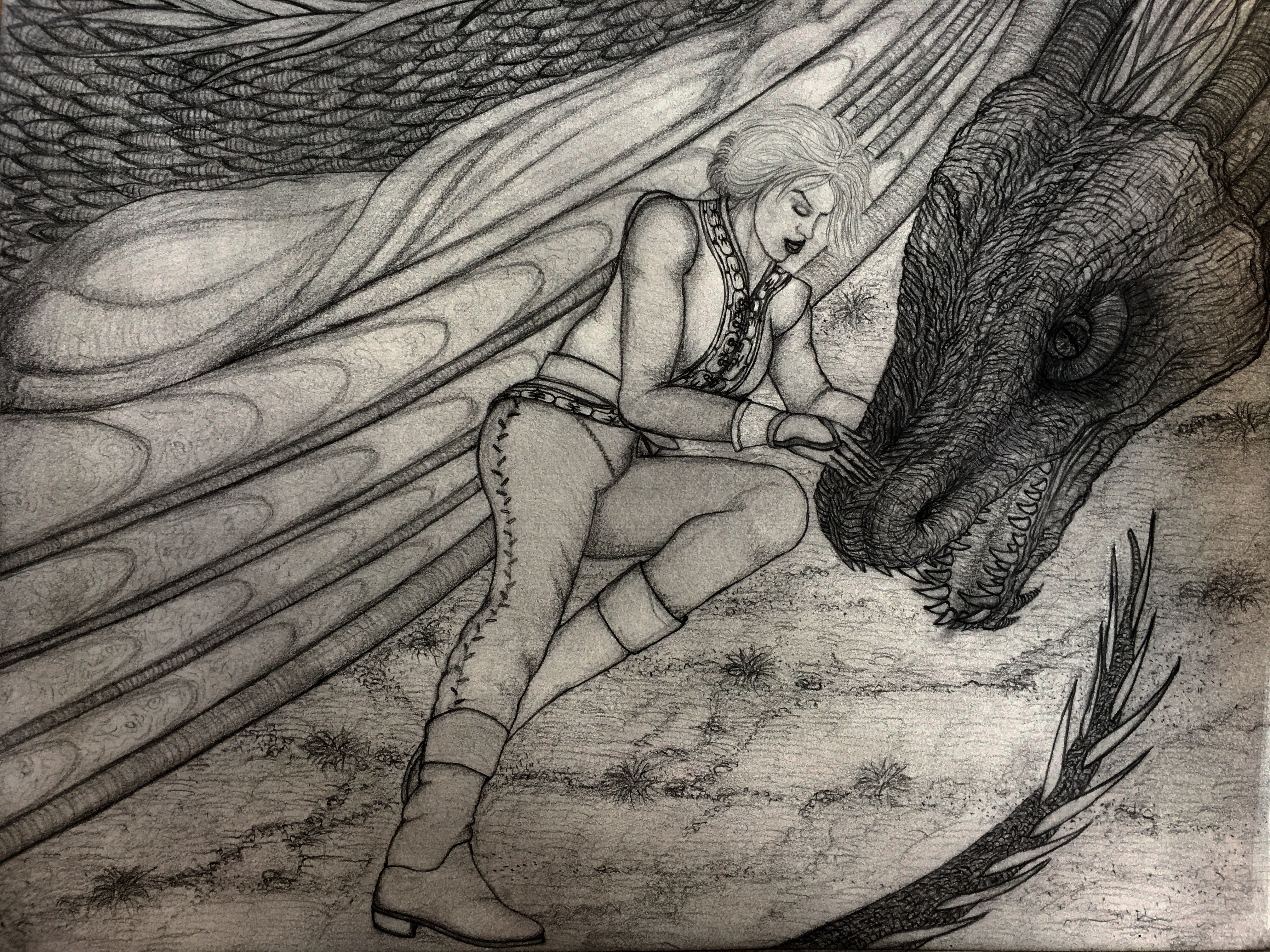 Princess Rhaenys Targaryen and the dragon Meleys - Pencils