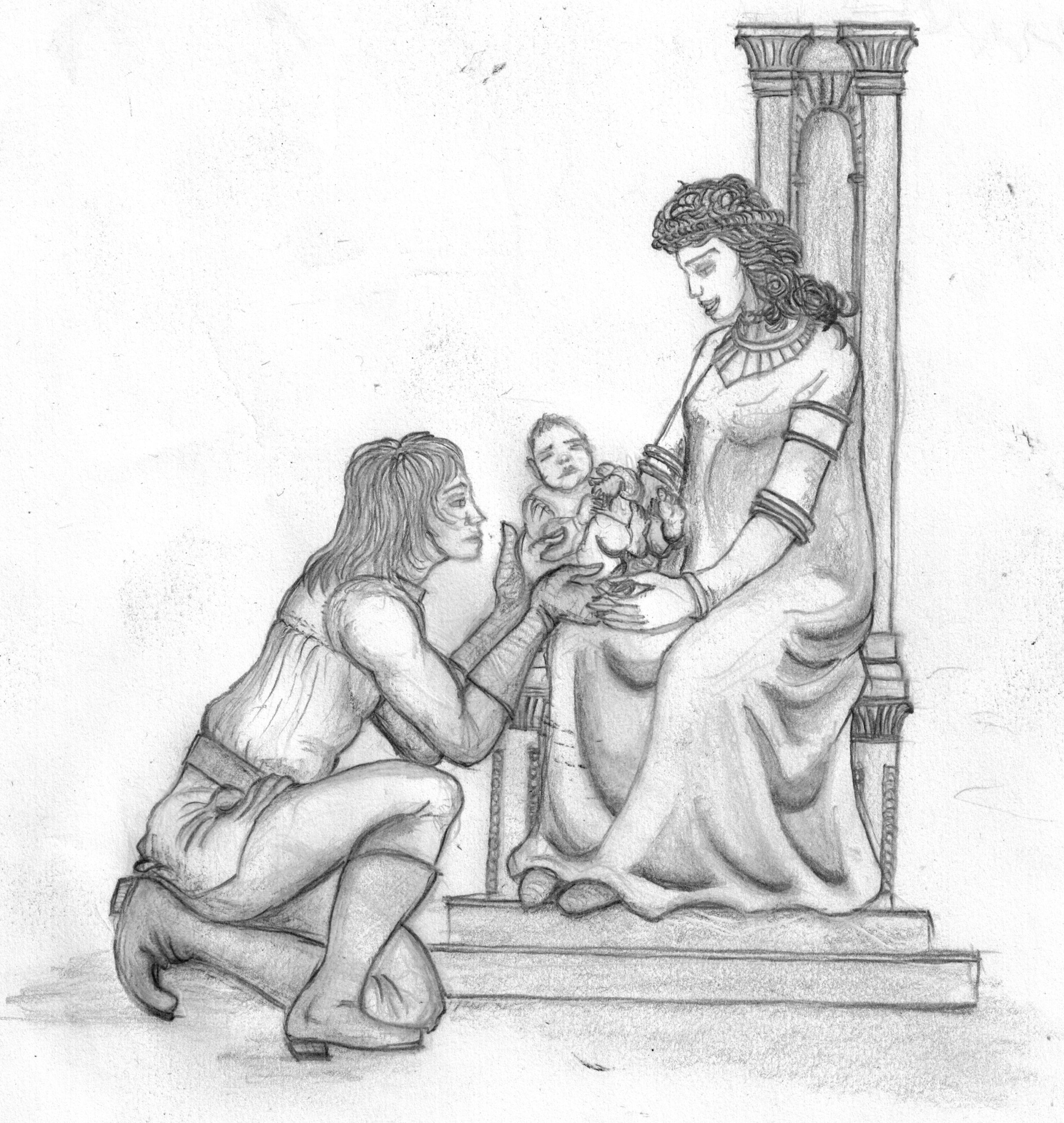 Rhaegar Targeryen with little Aegon and Elia Martell: "His is the Song of Ice and Fire"